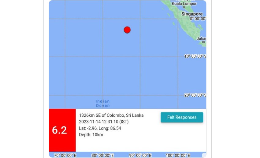 শ্রীলঙ্কায় ৬.২ মাত্রার শক্তিশালী ভূমিকম্প