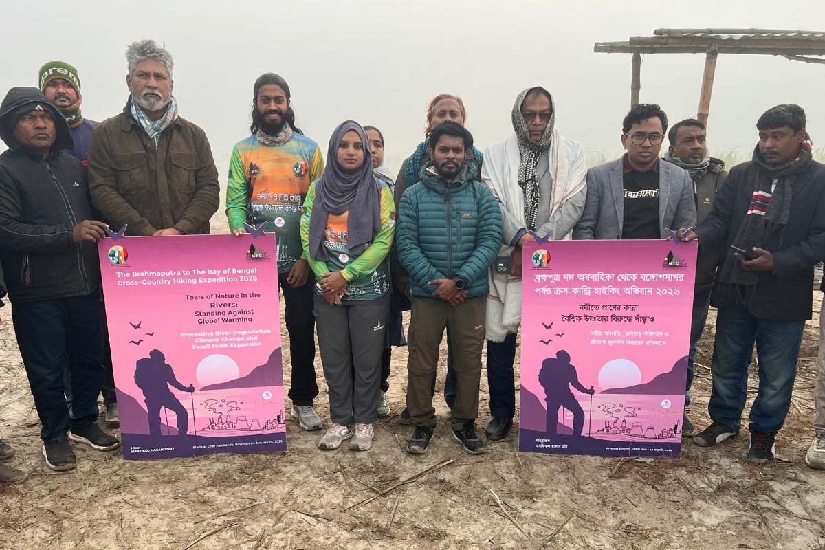 কুড়িগ্রাম থেকে ভোলা ৬০০ কিমি পদযাত্রায় মাসফিকুল হাসান টনি